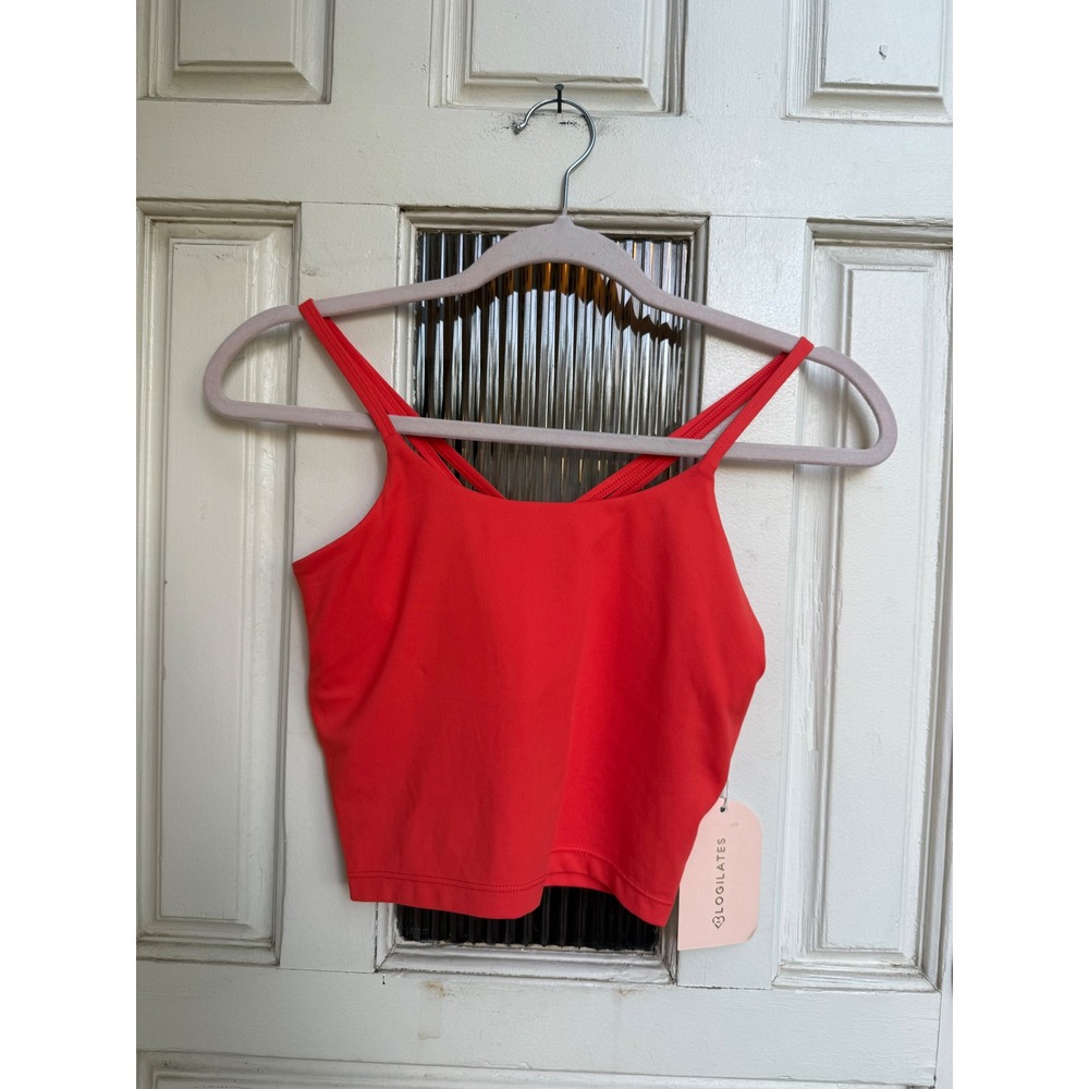Blogilates Spicy‎ Orange Strappy Tank Cropped Athletic Top Women's Size XS